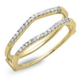 0.18 Carat (ctw) 10K Yellow Gold Round Diamond Ladies Anniversary Wedding Band Enhancer Guard Double Ring