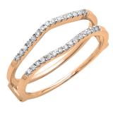 0.18 Carat (ctw) 18K Rose Gold Round Diamond Ladies Anniversary Wedding Band Enhancer Guard Double Ring