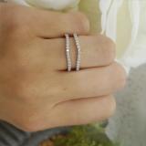 0.18 Carat (ctw) 18K White Gold Round Diamond Ladies Anniversary Wedding Band Enhancer Guard Double Ring
