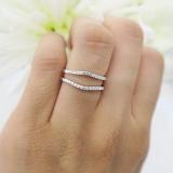 0.18 Carat (ctw) 18K White Gold Round Diamond Ladies Anniversary Wedding Band Enhancer Guard Double Ring