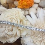 10.00 Carat (ctw) Sterling Silver Real Round Cut Aquamarine Ladies Tennis Bracelet