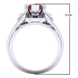 1.75 Carat (ctw) 10K White Gold Pear Cut Garnet & Marquise Cut White Topaz Ladies Bridal 3 Stone Engagement Ring 1 3/4 CT