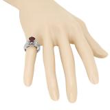 1.75 Carat (ctw) 10K White Gold Pear Cut Garnet & Marquise Cut White Topaz Ladies Bridal 3 Stone Engagement Ring 1 3/4 CT