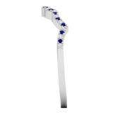 0.12 Carat (ctw) 10K White Gold Round Cut Blue Sapphire & White Diamond Ladies Anniversary Wedding Stackable Band Contour Guard Ring