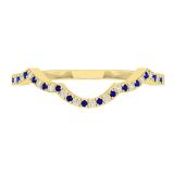 0.12 Carat (ctw) 10K Yellow Gold Round Cut Blue Sapphire & White Diamond Ladies Anniversary Wedding Stackable Band Contour Guard Ring