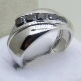 1.00 Carat (ctw) Sterling Silver Real Round Black Diamond Men's Channel Set 5 Stone Anniversary Wedding Band 1 CT