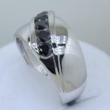 1.00 Carat (ctw) Sterling Silver Real Round Black Diamond Men's Channel Set 5 Stone Anniversary Wedding Band 1 CT