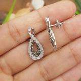 0.45 Carat (ctw) Sterling Silver Round Champagne & White Diamond Ladies Infinity Loop Drop Earrings 1/2 CT