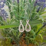 0.45 Carat (ctw) Sterling Silver Round Champagne & White Diamond Ladies Infinity Loop Drop Earrings 1/2 CT