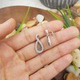 0.45 Carat (ctw) Sterling Silver Round Champagne & White Diamond Ladies Infinity Loop Drop Earrings 1/2 CT