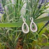 0.45 Carat (ctw) Sterling Silver Round Champagne & White Diamond Ladies Infinity Loop Drop Earrings 1/2 CT