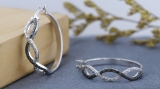 0.33 Carat (ctw) Sterling Silver Round Black & White Diamond Ladies Swirl Hoop Earrings 1/3 CT