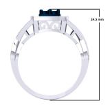 0.15 Carat (ctw) Sterling Silver Round Cut Blue & White Diamond Ladies Swirl Split Shank Bridal Promise Ring