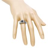 0.15 Carat (ctw) Sterling Silver Round Cut Blue & White Diamond Ladies Swirl Split Shank Bridal Promise Ring
