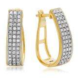 0.55 Carat (ctw) 18K Yellow Gold Plated Sterling Silver Round Cut Diamond Ladies Hoop Earrings 1/2 CT