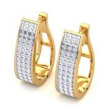 0.55 Carat (ctw) 18K Yellow Gold Plated Sterling Silver Round Cut Diamond Ladies Hoop Earrings 1/2 CT