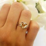 0.05 Carat (ctw) 925 Sterling Silver Round Cut Diamond Ladies Split Shank Double Heart Promise Ring