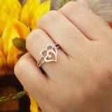 0.13 Carat (ctw) Sterling Silver and Pink Gold Plated Round Cut Diamond Double Heart Two Tone Bridal Promise Ring