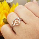 0.13 Carat (ctw) Sterling Silver and Pink Gold Plated Round Cut Diamond Double Heart Two Tone Bridal Promise Ring