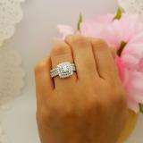 1.50 Carat (ctw) 10K White Gold Round White Diamond Ladies Halo Style Bridal Engagement Ring Matching Band Set 1 1/2 CT