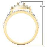 1.50 Carat (ctw) 10K Yellow Gold Round White Diamond Ladies Halo Style Bridal Engagement Ring Matching Band Set 1 1/2 CT