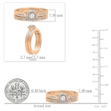 0.50 Carat (ctw) 10K Rose Gold Round White Diamond Ladies Halo Style Bridal Engagement Ring Matching Band Set 1/2 CT