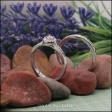 0.50 Carat (ctw) 10K White Gold Round White Diamond Ladies Halo Style Bridal Engagement Ring Matching Band Set 1/2 CT
