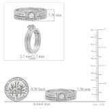 0.50 Carat (ctw) 10K White Gold Round White Diamond Ladies Halo Style Bridal Engagement Ring Matching Band Set 1/2 CT