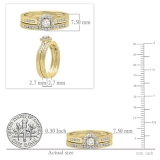 0.50 Carat (ctw) 10K Yellow Gold Round White Diamond Ladies Halo Style Bridal Engagement Ring Matching Band Set 1/2 CT
