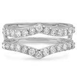 0.95 Carat (ctw) 14K White Gold Round White Diamond Ladies Anniversary Wedding Band Enhancer Guard Double Ring 1 CT