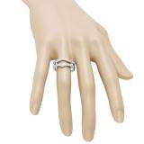 0.95 Carat (ctw) 14K White Gold Round White Diamond Ladies Anniversary Wedding Band Enhancer Guard Double Ring 1 CT