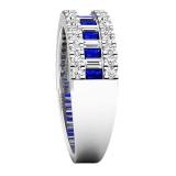10K White Gold Round & Baguette Blue & White Cubic Zirconia Ladies Anniversary Wedding Band