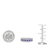 10K White Gold Round & Baguette Blue & White Cubic Zirconia Ladies Anniversary Wedding Band