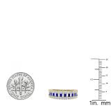 10K Yellow Gold Round & Baguette Blue & White Cubic Zirconia Ladies Anniversary Wedding Band