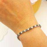 2.50 Carat (ctw) 10K White Gold Round White & Black Diamond Ladies Cluster Tennis Link Bracelet