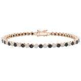 2.50 Carat (ctw) 18K Rose Gold Round White & Black Diamond Ladies Cluster Tennis Link Bracelet