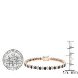 2.50 Carat (ctw) 18K Rose Gold Round White & Black Diamond Ladies Cluster Tennis Link Bracelet