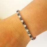 2.50 Carat (ctw) 18K White Gold Round White & Black Diamond Ladies Cluster Tennis Link Bracelet