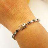 2.50 Carat (ctw) 18K White Gold Round White & Black Diamond Ladies Cluster Tennis Link Bracelet