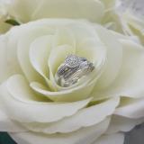 0.27 Carat (ctw) 14K White Gold Round Cut Diamond Men & Women's Cluster Engagement Ring Trio Bridal Set 1/4 CT