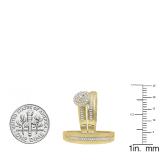 0.27 Carat (ctw) 14K Yellow Gold Round Cut Diamond Men & Women's Cluster Engagement Ring Trio Bridal Set 1/4 CT
