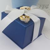 0.27 Carat (ctw) 14K Yellow Gold Round Cut Diamond Men & Women's Cluster Engagement Ring Trio Bridal Set 1/4 CT