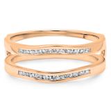 0.25 Carat (ctw) 10K Rose Gold Round White Diamond Ladies Anniversary Wedding Band Enhancer Guard Double Ring 1/4 CT