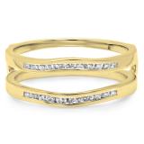 0.25 Carat (ctw) 14K Yellow Gold Round White Diamond Ladies Anniversary Wedding Band Enhancer Guard Double Ring 1/4 CT