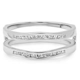 0.25 Carat (ctw) 18K White Gold Round White Diamond Ladies Anniversary Wedding Band Enhancer Guard Double Ring 1/4 CT