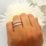 0.25 Carat (ctw) 18K White Gold Round White Diamond Ladies Anniversary Wedding Band Enhancer Guard Double Ring 1/4 CT