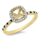 0.30 Carat (ctw) 14K Yellow Gold Round Cut Black & White Diamond Ladies Bridal Semi Mount Engagement Ring 1/3 CT (No Center Stone)