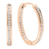 0.23 Carat (ctw) 18K Rose Gold Round Cut White Diamond Ladies Hoop Earrings 1/4 CT