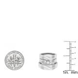 0.20 Carat (ctw) 10K White Gold Round White Diamond Men & Women's Engagement Ring Trio Bridal Set 1/5 CT