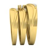 0.20 Carat (ctw) 10K Yellow Gold Round White Diamond Men & Women's Engagement Ring Trio Bridal Set 1/5 CT